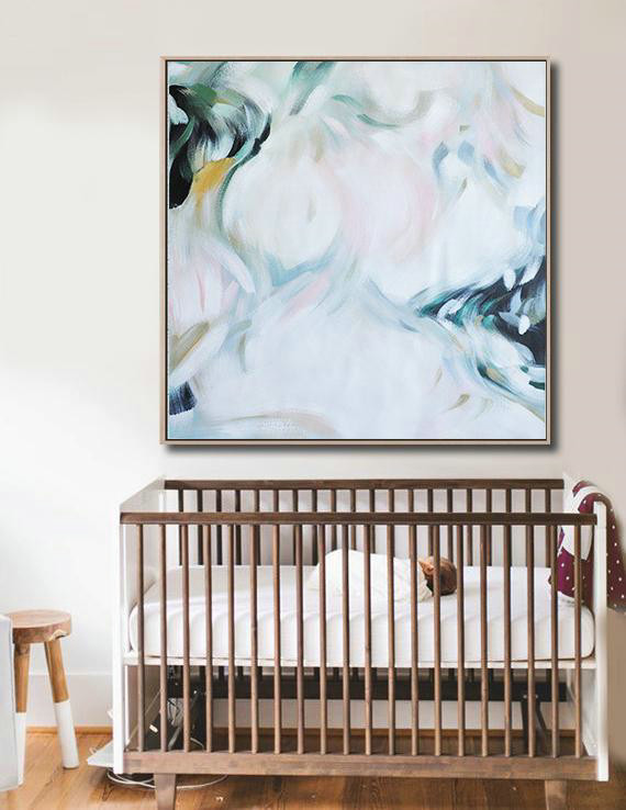 Extra Large Abstract Painting On Canvas,Oversized Abstract Painting On Canvas,Abstract Art Decor Large Canvas Painting,White,Green,Pink,Black.etc
